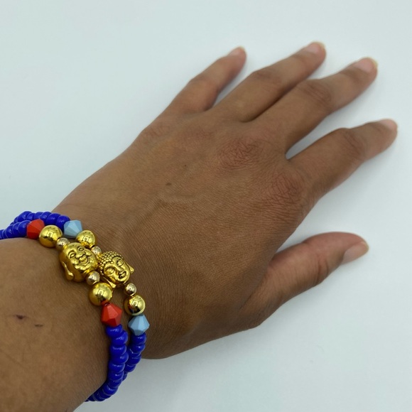 Buddha Head Tibetan Style Stretch Bead Bracelet Set - Picture 7 of 12